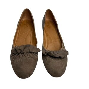 NAYA Women Tabby Brown Leather Ruffle Ballet Flat Slip On  US 10